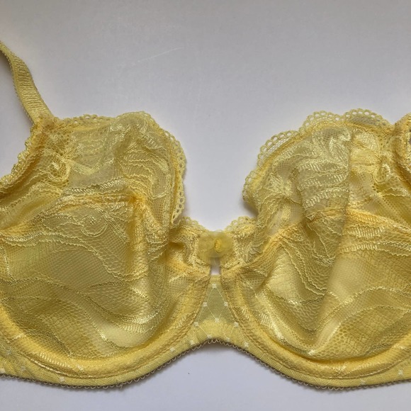Wacoal Classic Yellow Sheer Lace Unlined Full Coverage Bra 855115 32DD/32E - Picture 4 of 12